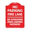 Signmission No Parking Fire Lane No Estacione Zona Contra Incendio, Red & White Alum, 18" x 24", RW-1824-23727 A-DES-RW-1824-23727 - alternate 1